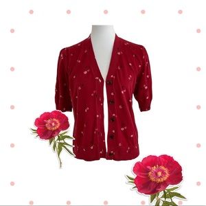 NWT Loft Cherry cardigan Medium